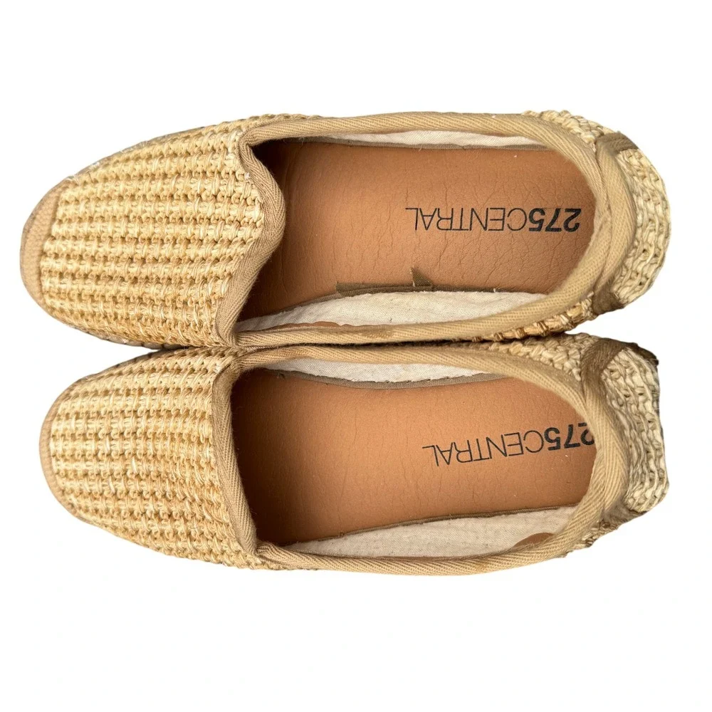 Woven Raffia Espadrille Slip On Shoes Platform‎ 275 Central Size 37 Beige